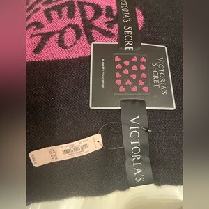Victoria's Secret Black Blanket with Pink Accents